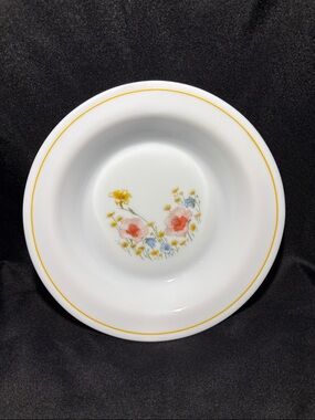 Vintage Arc Arcopal France Milk Glass Rimmed Soup/Salad Bowl